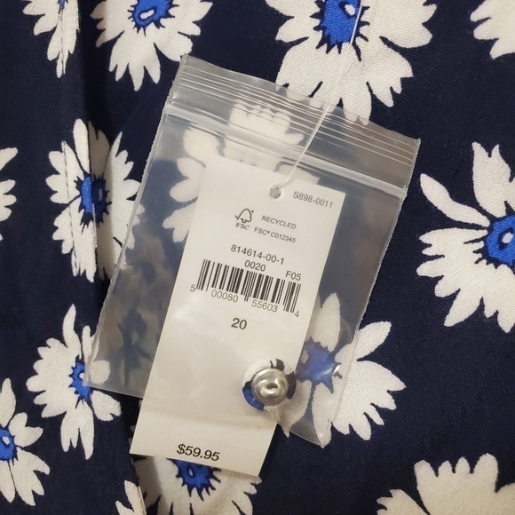 NWT GAP Navy Cap Sleeve Button Front Floral Print Dress Size 20 Missy Ret. $59 - Picture 4 of 11